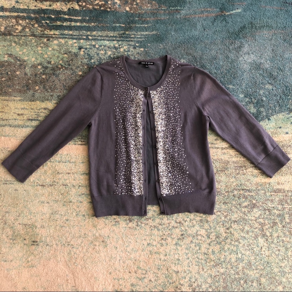 Cable & Gauge Sequin Cardigan L
